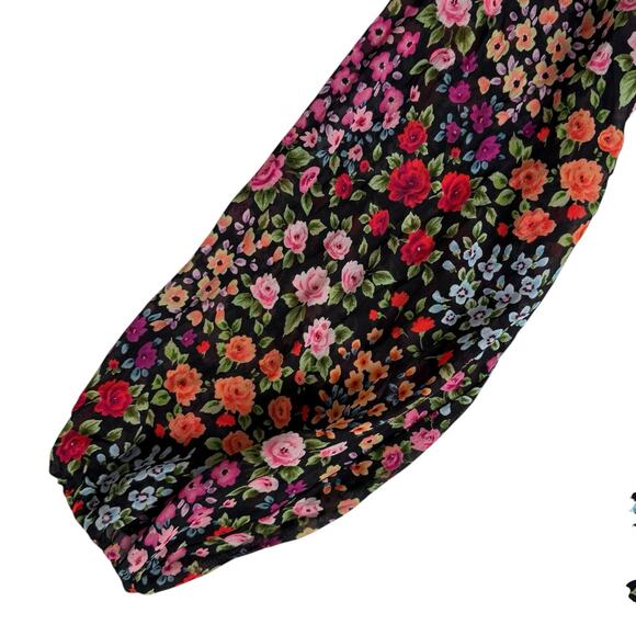 Yumi Kim Floral Print Romper Women's Large Long Balloon Sleeves Flowy Romantic - Picture 16 of 16